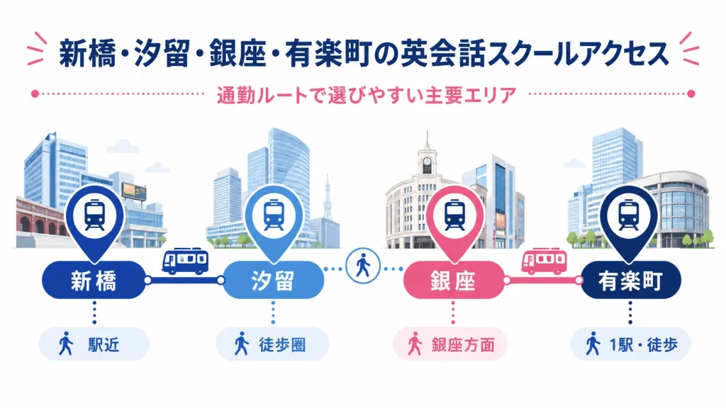 新橋・汐留・銀座・有楽町エリア 英会話スクールアクセスガイド