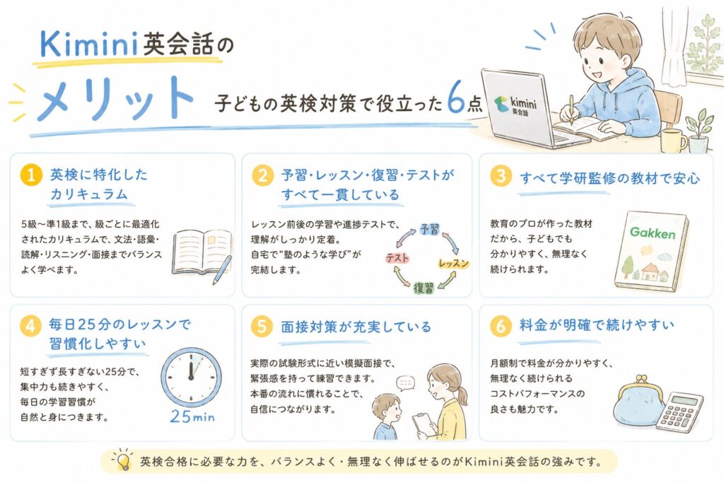 Kimini英会話のメリット｜子どもの英検対策で役立った6点