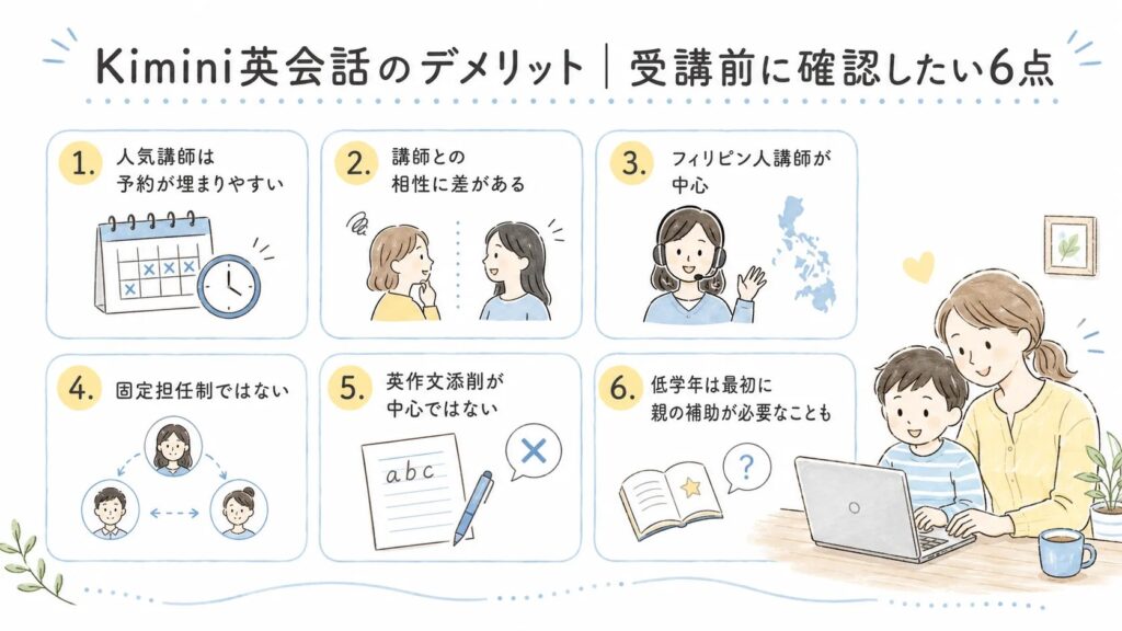 Kimini英会話のデメリット｜受講前に確認したい6点