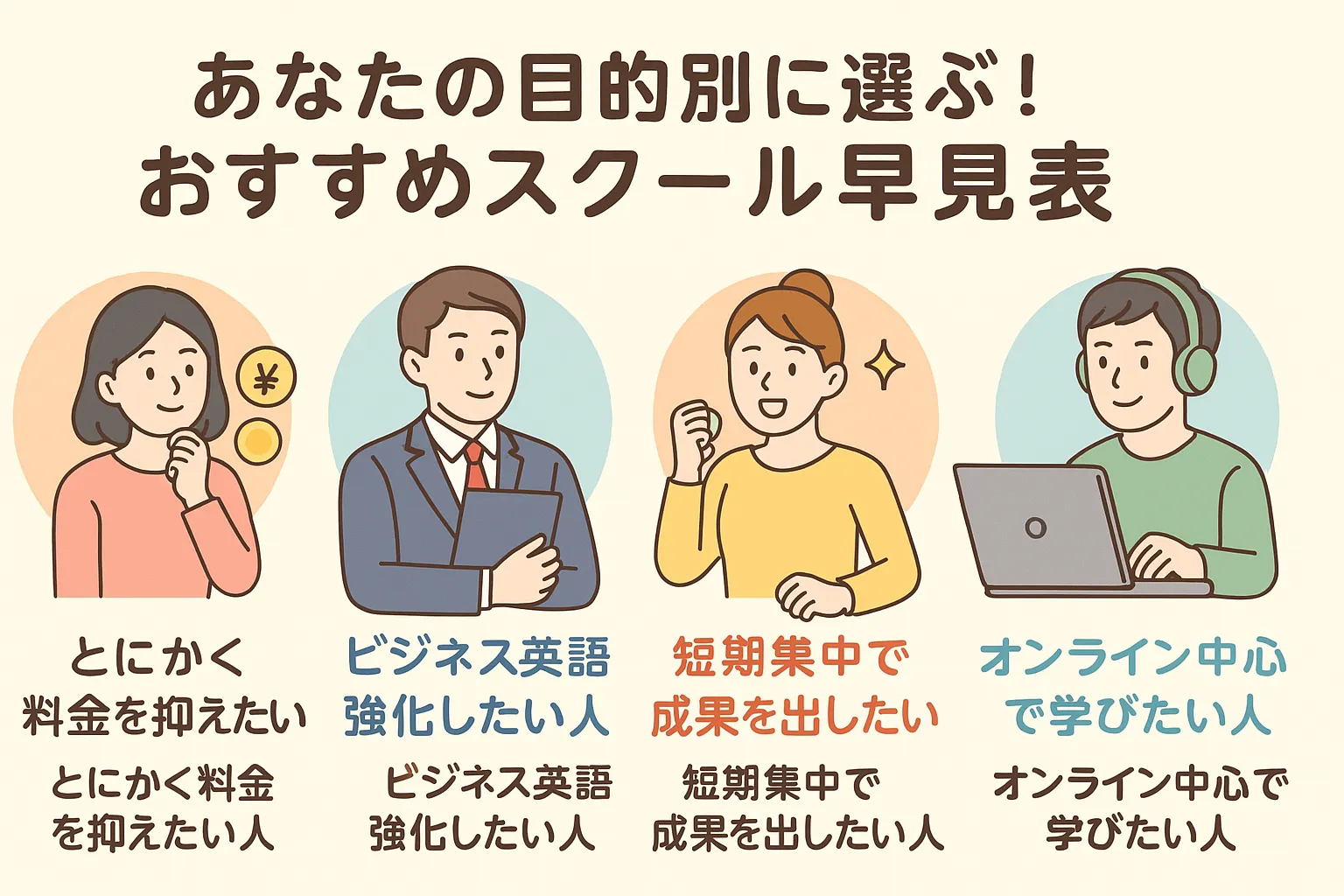 目的別に選ぶおすすめ英会話スクール