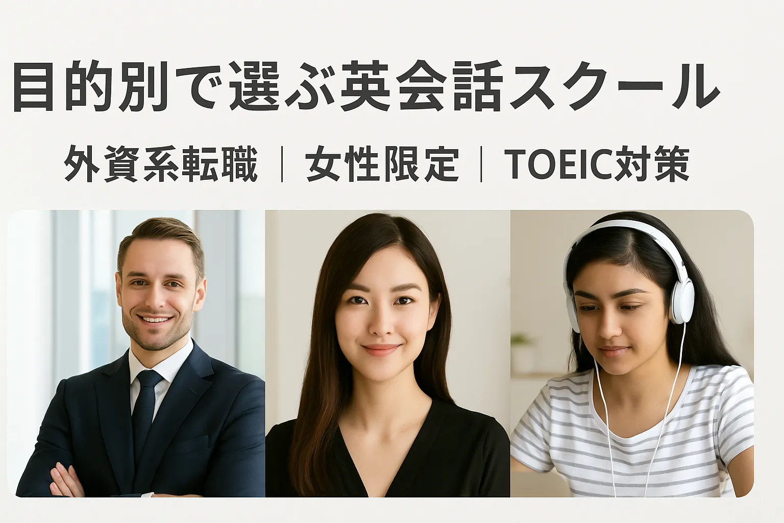 目的別で選ぶ英会話スクール　外資系　女性限定　toeic