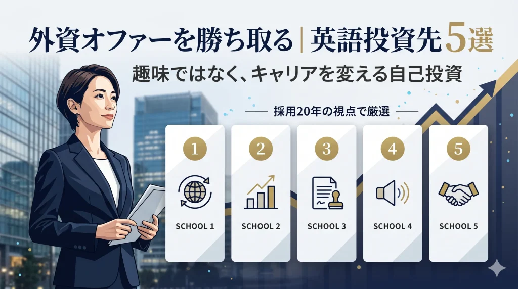 採用目線で厳選。大手町で「外資オファー」を勝ち取るための英語投資先5選