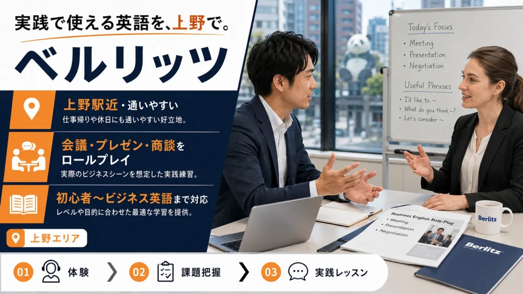 ベルリッツ（上野校）：上野駅から近いビジネス英語スクールを探す方におすすめ
