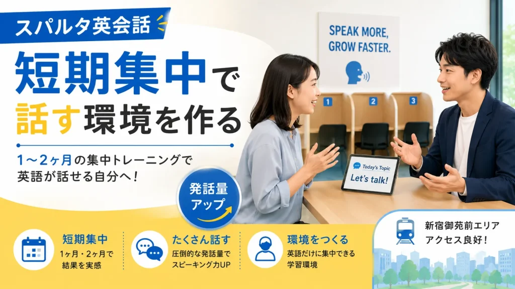 短期集中で英語を話す環境を作る英会話スクールのイメージ