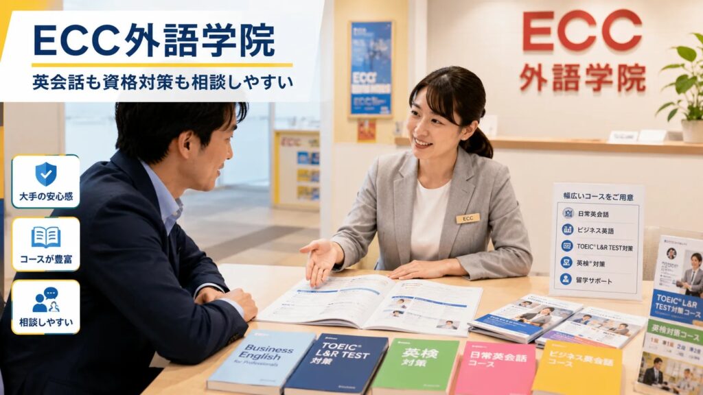 ECC外語学院で英会話や資格対策の学習プランを相談するイメージ