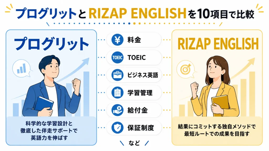 プログリットとRIZAP ENGLISHを10項目で比較