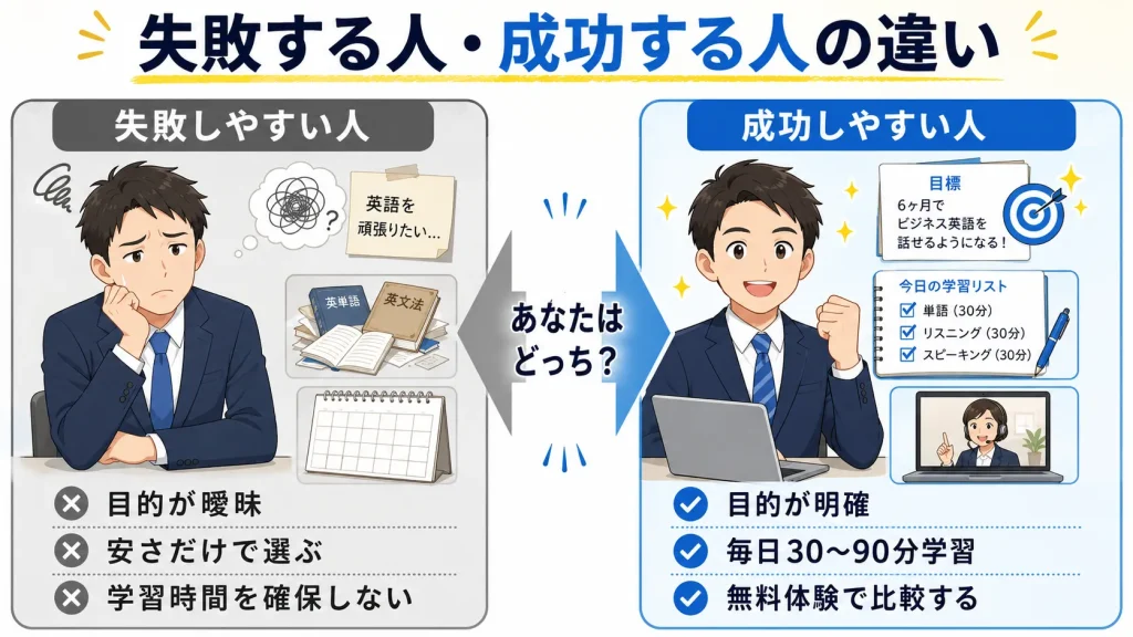 安い英語コーチングはやめとけ?失敗する人・成功する人の違い