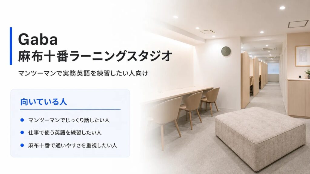 Gaba 麻布十番ラーニングスタジオ｜マンツーマンで実務英語を練習したい人向け